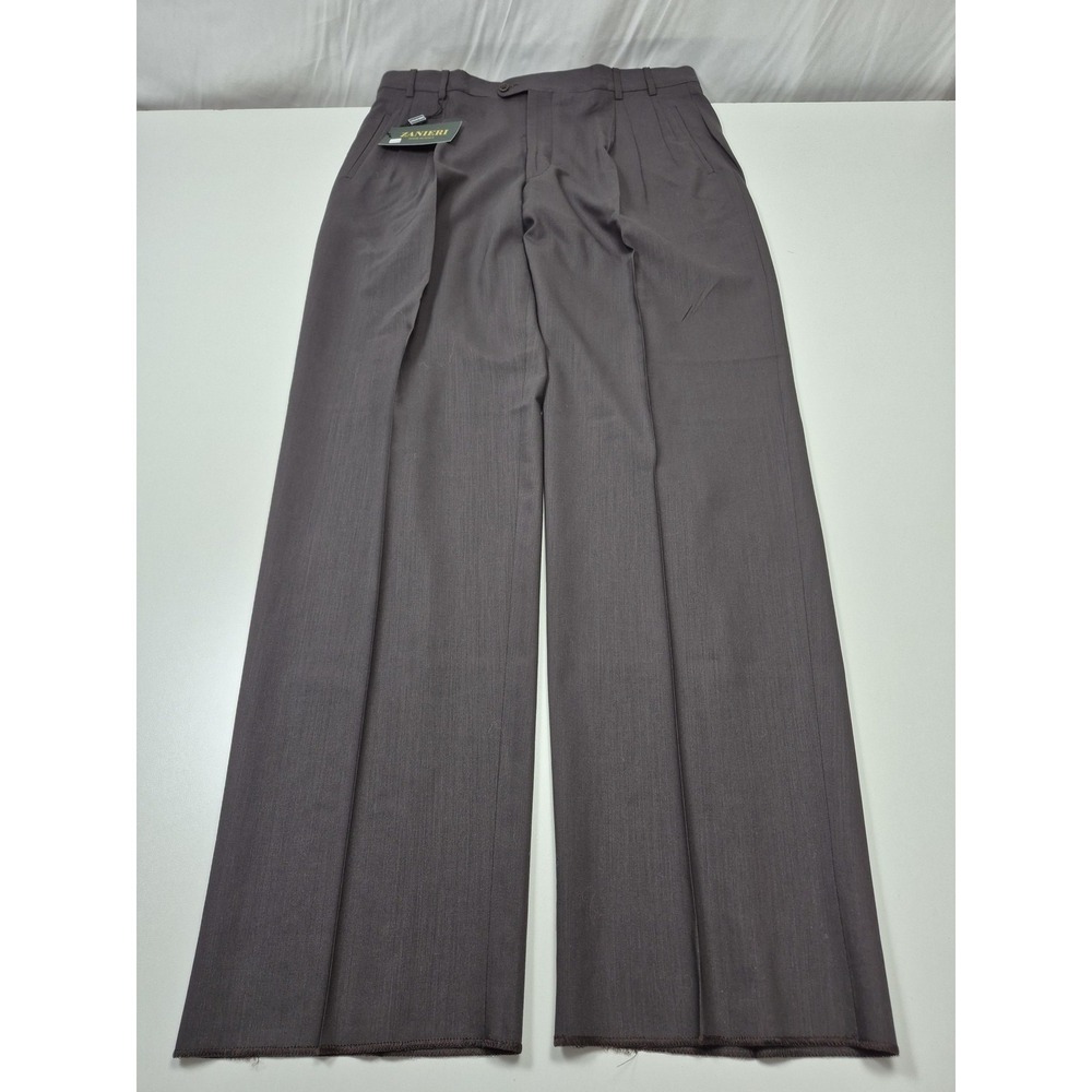 VTG Zanieri Dress Pants Men's 38x37 Brown Wool Pleated Unhemmed Made Italy NWT